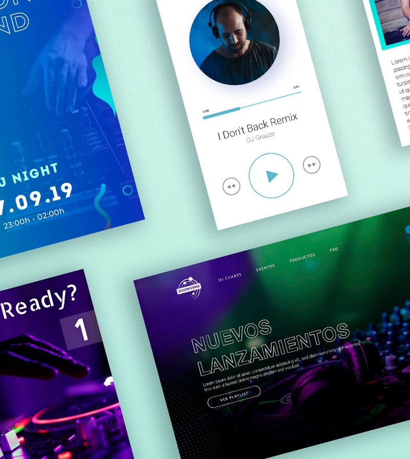 Diseño logotipo, diseño de cartelería y diseño UI